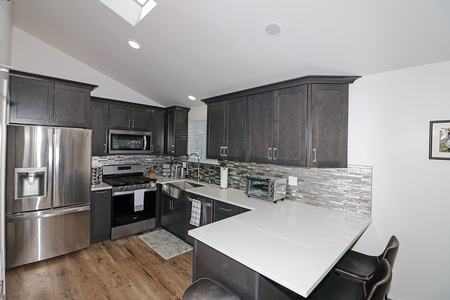 Fully stocked kitchen with new appliances