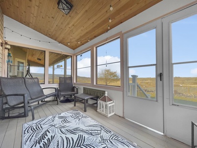 Views from enclosed porch - pond, dog park, yard, valley of farms