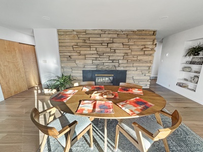 Dining room and fireplace area