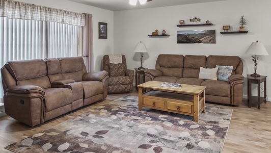 Spacious living room with plenty of seating