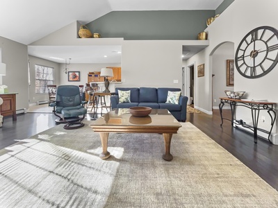 Living room with comfy sofas and smart tv