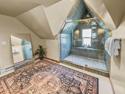 Master bath with oversized walk-in shower and double shower heads