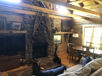 Comfy living room with fireplace