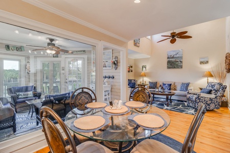 Dining Table looking over Living Room and Sun Deck