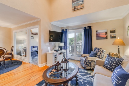 Cozy living room with large TV