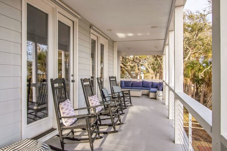 Outdoor seating at the front of the home