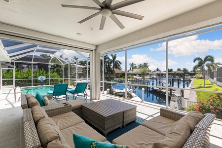Covered Lanai Lounge Area View of Water