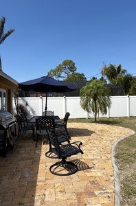 Patio inside fenced yard