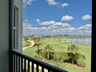 Patio view of 9th fairway approach shot area
