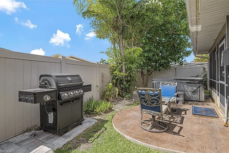 Outdoor patio with gas grill