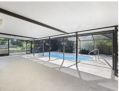 Screened in pool and covered patio