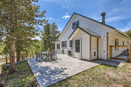 Back Patio with seating and a propane BBQ grill