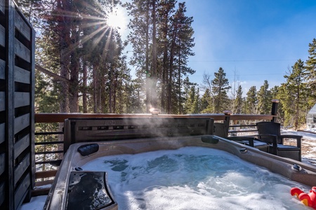 Enjoy the hot tub area Enjoy the hot tub area Private hot tub area lets you relax in nature.