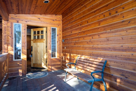 Covered front porch with access to front door. 