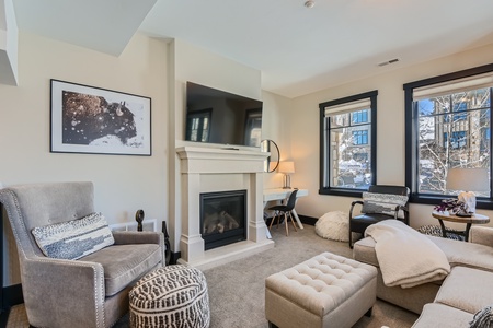 Cozy living room with a fireplace