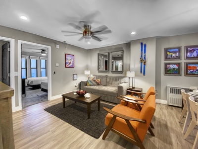 Cozy Living Room with Big Screen TV