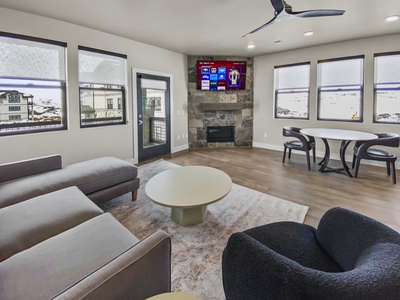 Cozy Living Room with Fireplace and TV