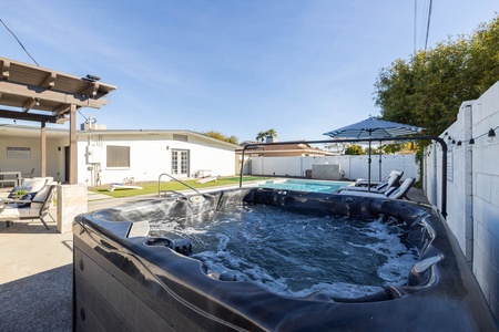 After a day on the golf course, soak tired muscles in the above ground hot tub!