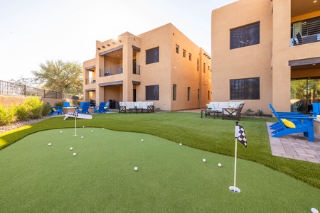 Test your putting skills on our pro-designed putting green