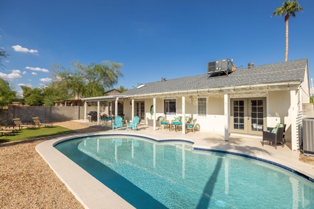 Take a dip in the heated pool