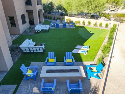 A large shared backyard area with plenty of seating for everyone!