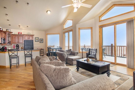 Natural light, open concept living room/kitchen