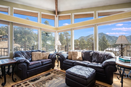 Living room with mountain views