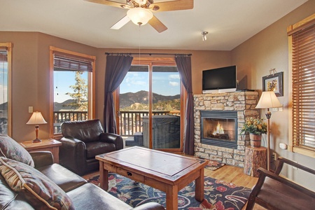 Door opens to this open concept living room/kitchen area, with amazing views all around. 