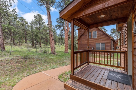 Front door, with small front porch.