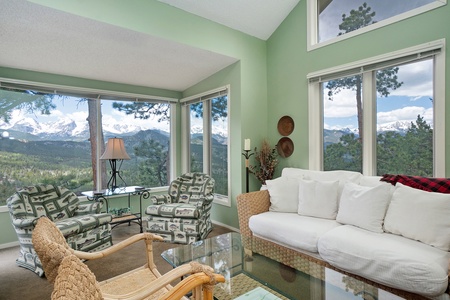 Open living room, Big windows for some absolutely beautiful mountain views. 