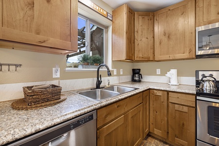 Kitchen with a window above the sink