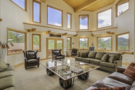 H7 at Hope Mountain Estes Park, Various windows in the living room bring in significant light and beautiful views!