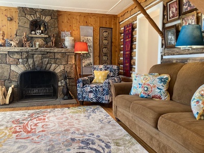 Cozy up to the beautiful stone fireplace!