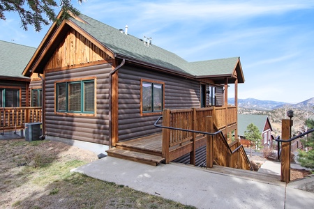 Condo opens up to breathtaking views of Estes Park, Mary's Lake, and Rocky Mountain National Park. Must walk up to this unit and it has 37 stairs from parking lot to door.