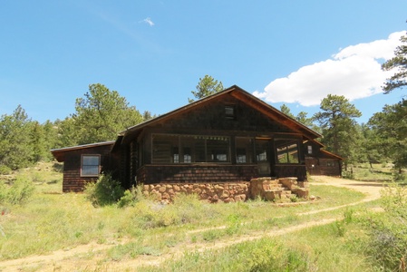 View of the front of the home.  Built by the FIRST park ranger for Rocky Mountain National Park!