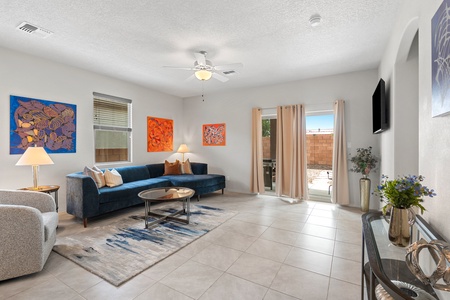 Living room and backyard