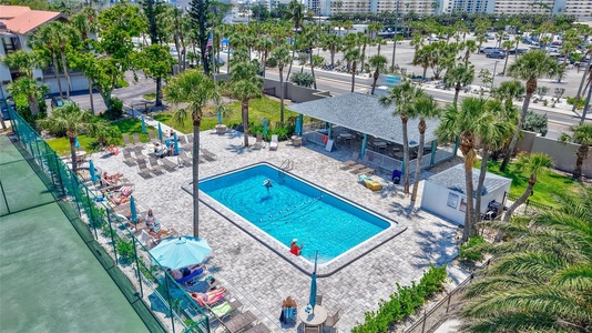 Large Heated Community Pool with Sun Loungers