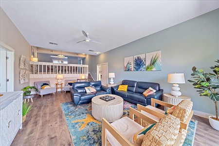 Plenty of seating in the main living area for gatherings with friends and family