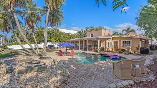 Backyard Oasis Backyard Oasis Private backyard with pool, fire pit and outdoor seating.
