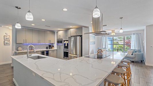 Large kitchen island perfect for cooking, gathering, and entertaining.