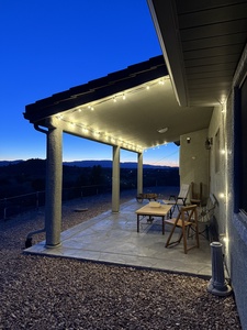 Patio with unobstructed views of sunsets and stars!