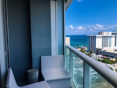 Balcony with seating and ocean views