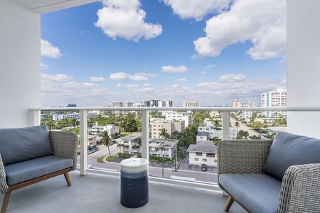 Lounge in Large Balcony with Ocean and Intracoastal views