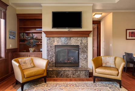 Enjoy movies by the gas fireplace after a long day of skiing.