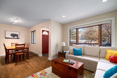 The entryway of the condo has space to kick your shoes off and store your outdoor gear.