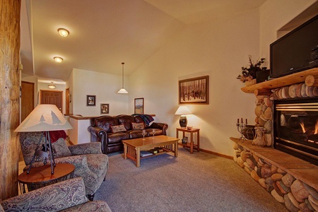 Living room offers tall ceilings