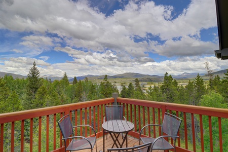 Deck offers seating and great views of Summit County mountains