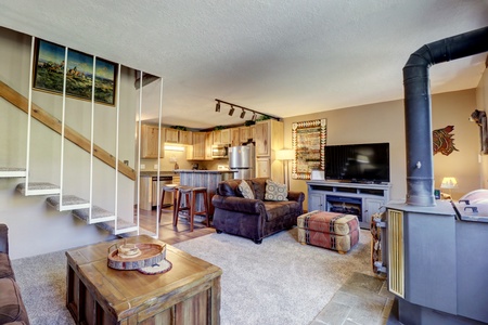 Open concept kitchen and living area