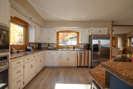 Large kitchen windows bring in light