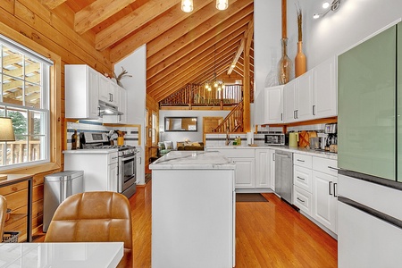 Sleek, modern kitchen with everything you need to cook, gather, and enjoy your stay.
